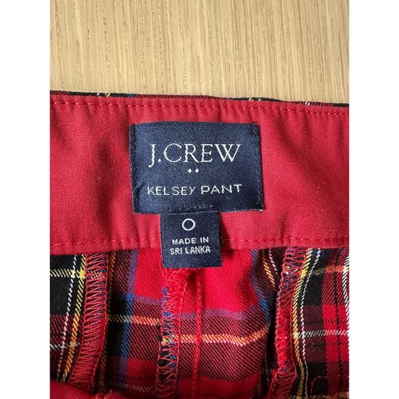 J.CREW Kelsey Holiday Pants Size 2 Red Tartan Plaid Ankle Crop Stretch 2196 - Picture 8 of 9